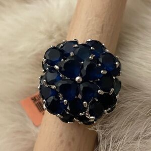 Elegant Blue Cluster Ring fashion ring statement cocktail ring